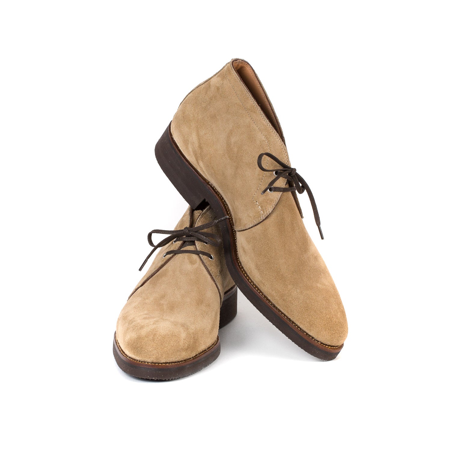 Bootee "New Chukka" aus sandfarbenem Rauhleder - reine Handarbeit
